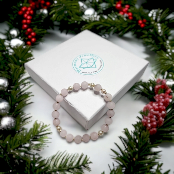 6 mm Matte Rose Quartz Bracelet - Picture 2 of 4